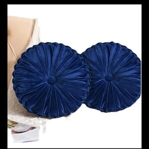 Elegant Blue Velvet Round Pillows